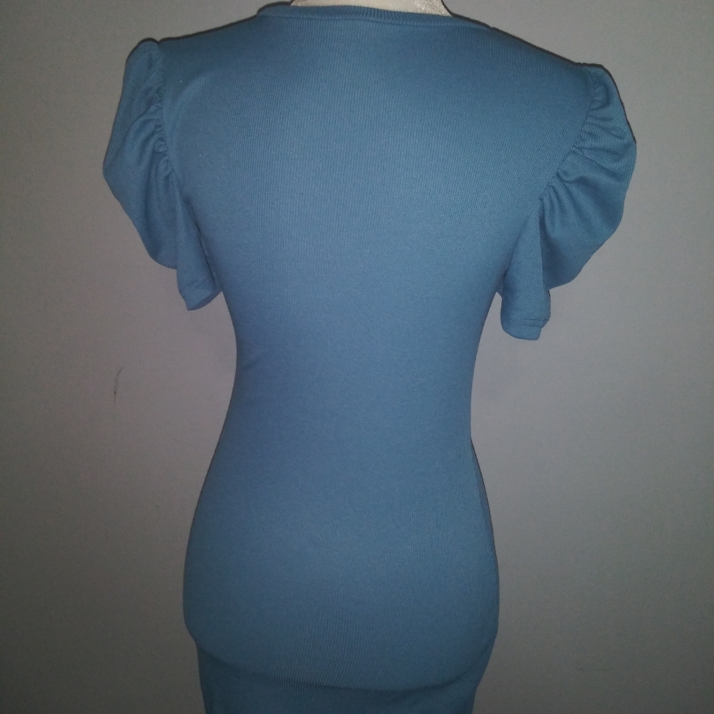 Blue Dress with Ruffle - Picture 2 of 2